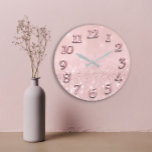 Silver Gray Glitter Minimal Pink Rose Blush Girly Large Clock<br><div class="desc">Unique minimal and decorative 
Corresponds to actual fashion trend in home decor.
You can change the shape and color of the hand.</div>