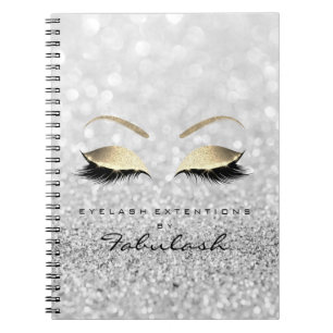 Silver Gray Gold Glitter Eyes Makeup Beauty Notebook
