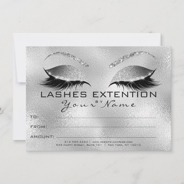 Silver Gray Lashes Beauty Makeup Certificate Gift (Front)