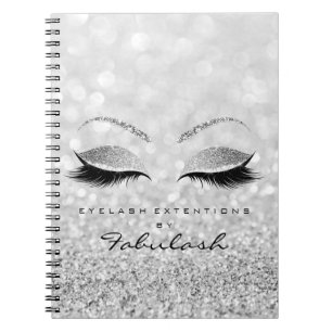 Silver Gray Lashes Glitter Eyes Makeup Beauty1 Notebook