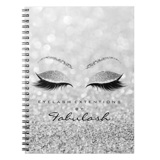 Silver Gray Lashes Glitter Eyes Makeup Beauty1 Notebook (Front)