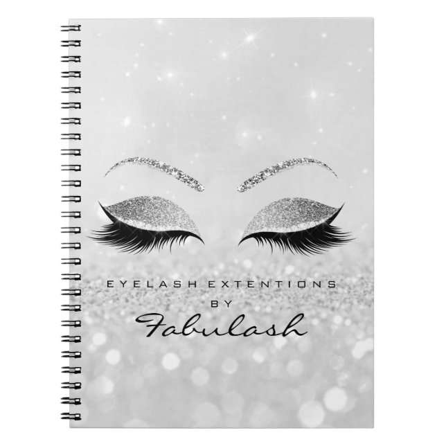 Silver Gray Lashes Glitter Eyes Makeup Beauty2 Notebook (Front)