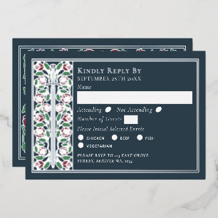 Silver Gray Medieval Floral Sword Wedding RSVP