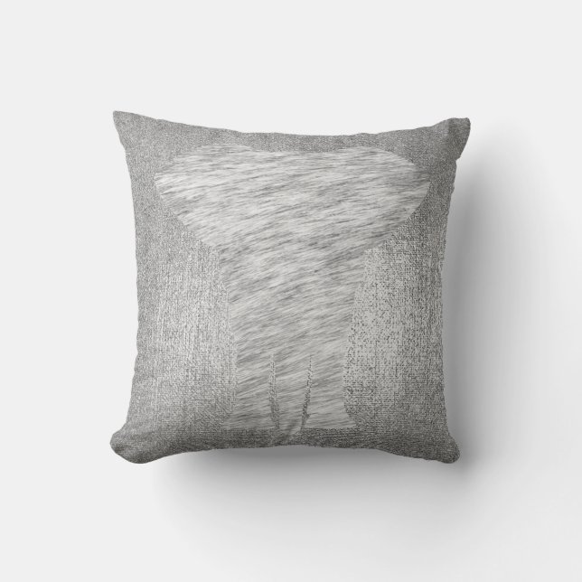 Silver Gray Metallic Black Animal Skin Elephant Cushion (Front)