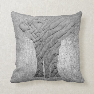 Silver Gray Metallic Black Animal Skin Elephant Cushion