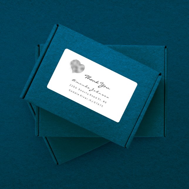 Silver Gray Metallic Heart Brush Stroke Thank You (Creator Uploaded)