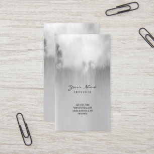 Silver Gray Metallic Rain Cloud Ombre Minimal VIP Business Card