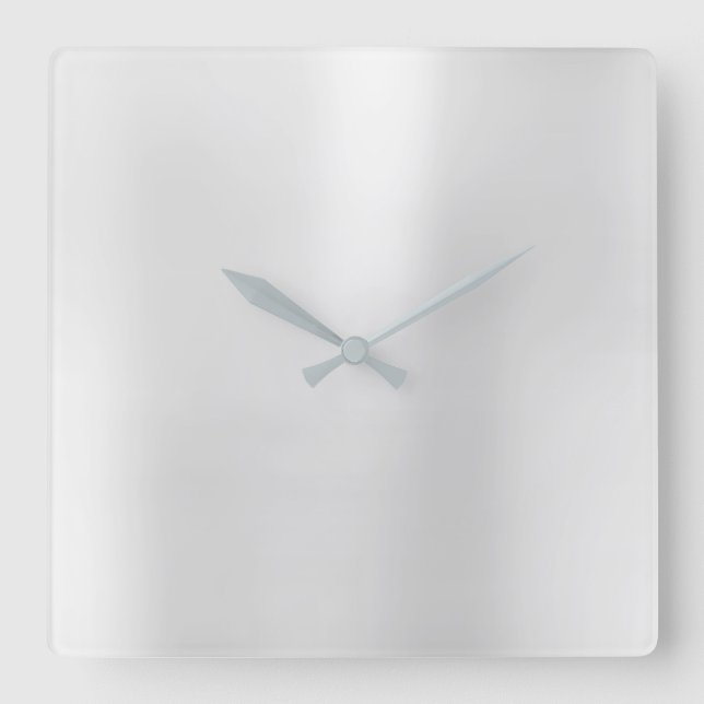 Silver Gray Minimal Monochrom Metallic Steel Square Wall Clock (Front)