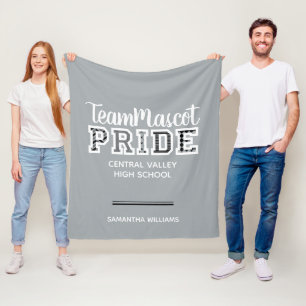 Silver Gray School Pride Mascot Name Fleece Blanket