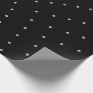 Silver  Gray Swarovski Crystals Black Dots Gemmes Wrapping Paper