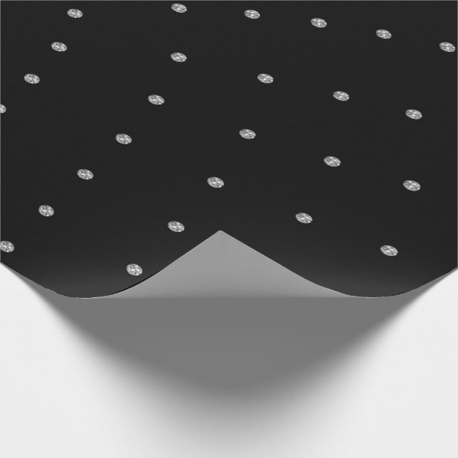 Silver  Gray Swarovski Crystals Black Dots Gemmes Wrapping Paper (Corner)