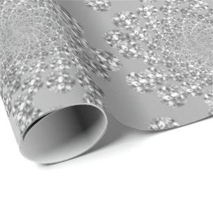 Silver Gray Swarovski Crystals Spiral Diamond Wrapping Paper
