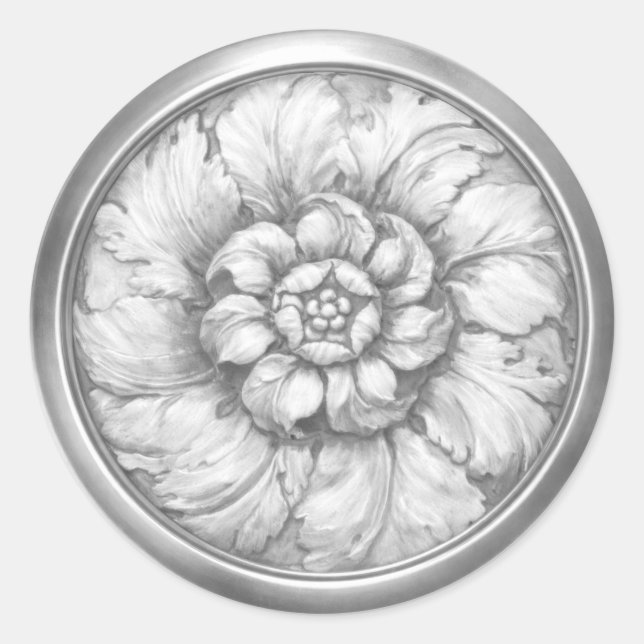 Silver Gray Vintage Baroque Embossed Look Seal (Front)