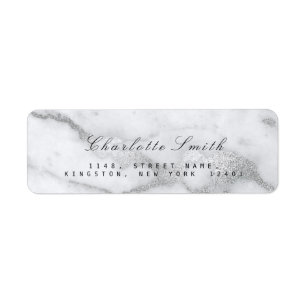 Silver Gray White Marble Return Address Labels
