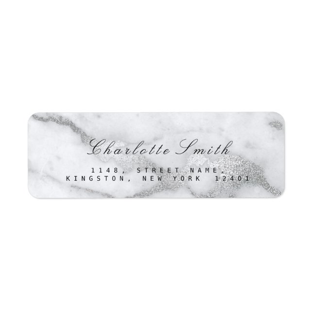 Silver Gray White Marble Return Address Labels (Front)