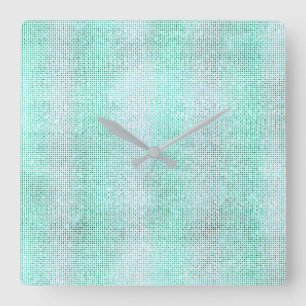 Silver Gray White Sequin Metallic Aqua Beach Square Wall Clock
