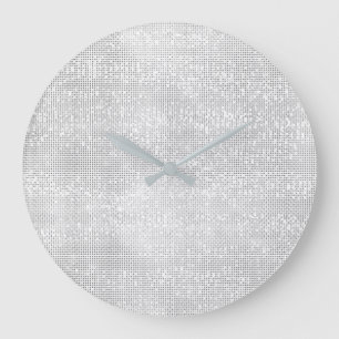 Silver Gray White Sequin Metallic Diamond Sparkly Large Clock