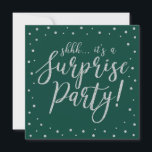 Silver & Green | 60th Surprise Birthday Party Invitation<br><div class="desc">Celebrate your special day with this silver & green modern surprise birthday party invitation template. This design features chic gold textured calligraphy and confetti background. You can customise the text to any birthday or events. (21st,  30th,  40th,  50th,  60th,  70th,  80th,  90th,  100th)</div>