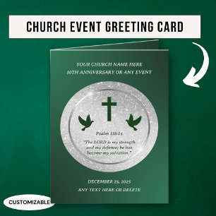 Silver Green Appreciation Church Anniversary Card