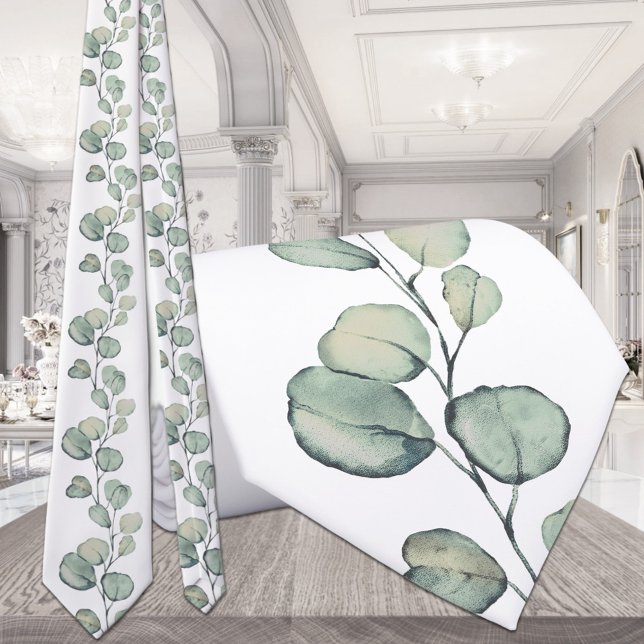 Silver Green Eucalyptus Greenery Wedding White Tie (Creator Uploaded)