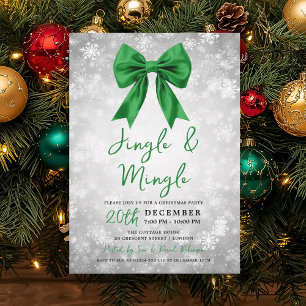 Silver Green Jingle Mingle Christmas Winter Wonder Invitation