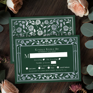 Silver Green Medieval Sword Wedding RSVP