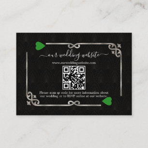 Silver Green QR Elegant Art Deco Casino Vegas Enclosure Card