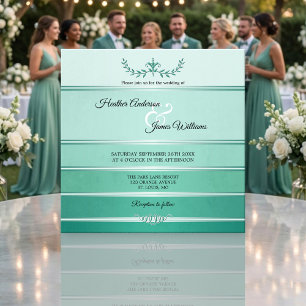 Silver Green Striped Tone on Tone Wedding Invitation