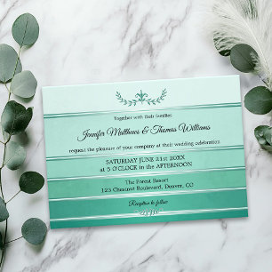 Silver Green Striped Tonne sur Tonne Wedding Invitation