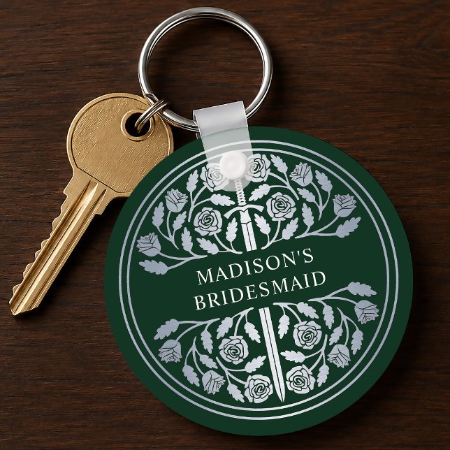 Silver Green Sword Bridesmaid Royal Wedding Gift Key Ring (Creator Uploaded)