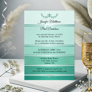 Silver Green Tonne sur Tonne Striped Post Wedding Invitation