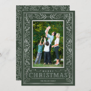 Silver Greenery Christmas Photo Holiday Card
