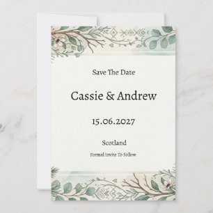Silver Greenery Wedding Save The Date