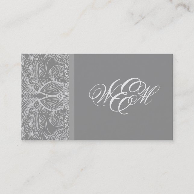 Silver Grey Abstract Floral Design Business Card (Front)