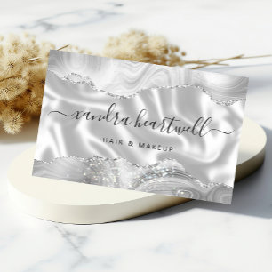 Silver Grey Agate Glitter Luxury Business Card
