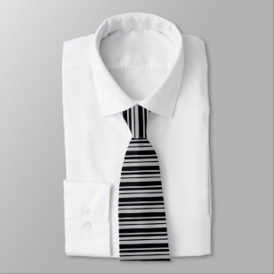 Silver Grey and Black Stripes Tie