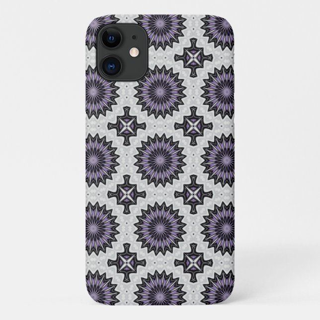 Silver Grey and Lilac Bold Repeat Tile Pattern Case-Mate iPhone Case (Back)