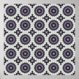Silver Grey and Lilac Bold Repeat Tile Pattern Poster