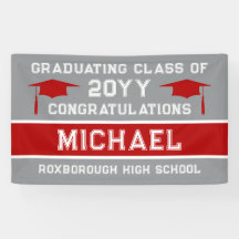 Silver Grey and Red School Colours Graduation