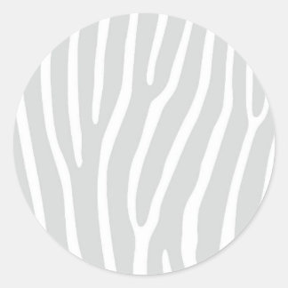 Silver Grey and White Animal Print Classic Round Sticker