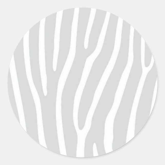 Silver Grey and White Animal Print Classic Round Sticker (Front)