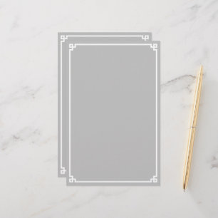 Silver Grey and White Greek Key Border Stationery