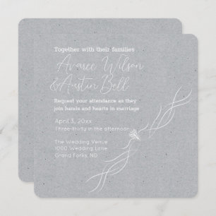 Silver Grey and White Minimalist Wedding  Invitation