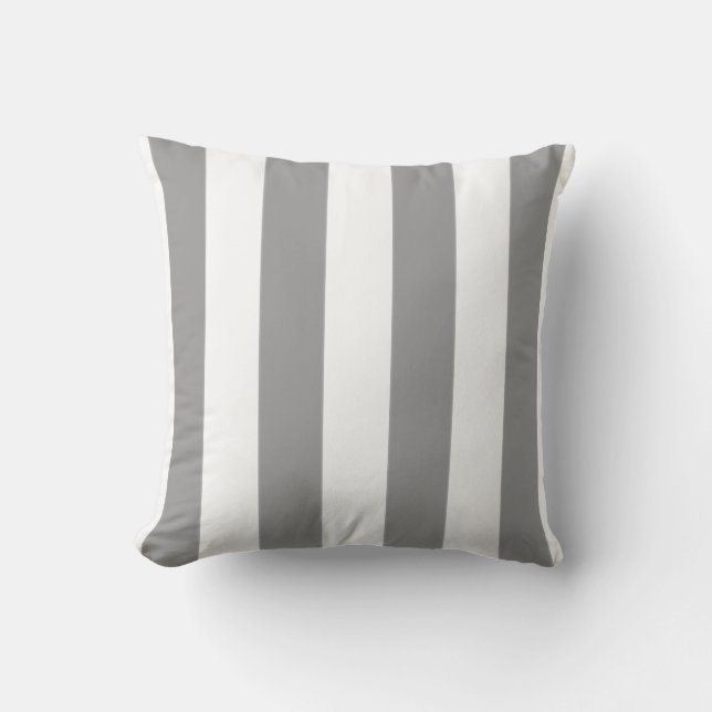 Silver Grey and White Striped Cushion (Front)