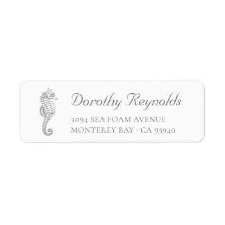 Silver Grey Antique Seahorse. Return Address 