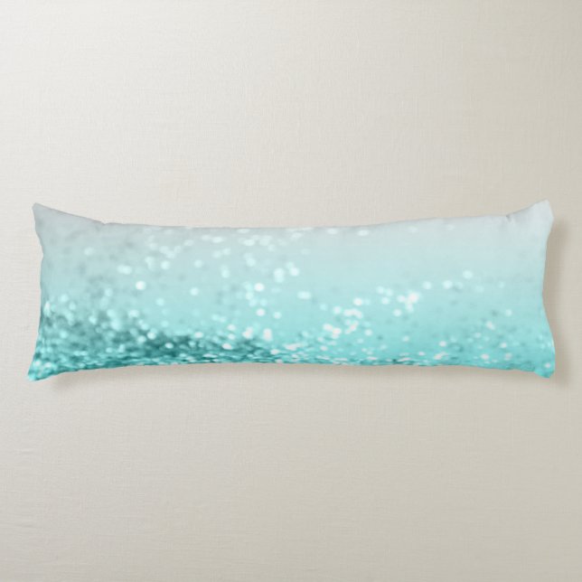 Silver Grey Aqua Teal Ocean Glitter #1 Body Cushion (Front)