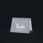 Silver Grey Bar Mitzvah Tallit Modern Bold Script Thank You Card<br><div class="desc">Make sure your favourite Bar Mitzvah shows his appreciation to all who supported his milestone event! Send out this cool, unique, modern, personalised thank you card. Bold, white script typography, Star of David, and a soft grey and silver glitter striped tallit inspired graphic overlay a simple, lighter soft grey background....</div>