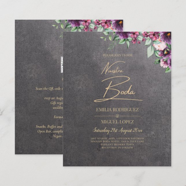 Silver Grey Berry Floral Wedding Winter Fall (Front/Back)