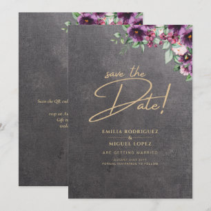 Silver Grey Berry Floral Wedding Winter Fall Invitation