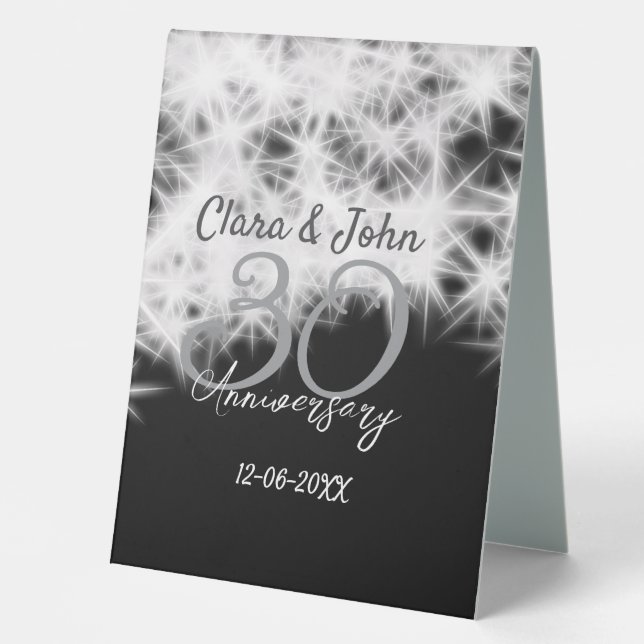 Silver grey black 30th wedding anniversary glitter (Front)